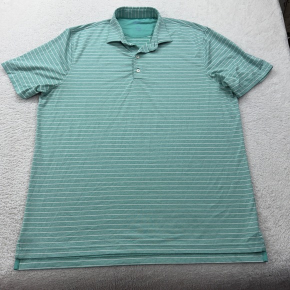 Johnnie O Other - Johnnie O Mens Golf Polo Shirt XL Aqua White Stripe Short Sleeve Performance